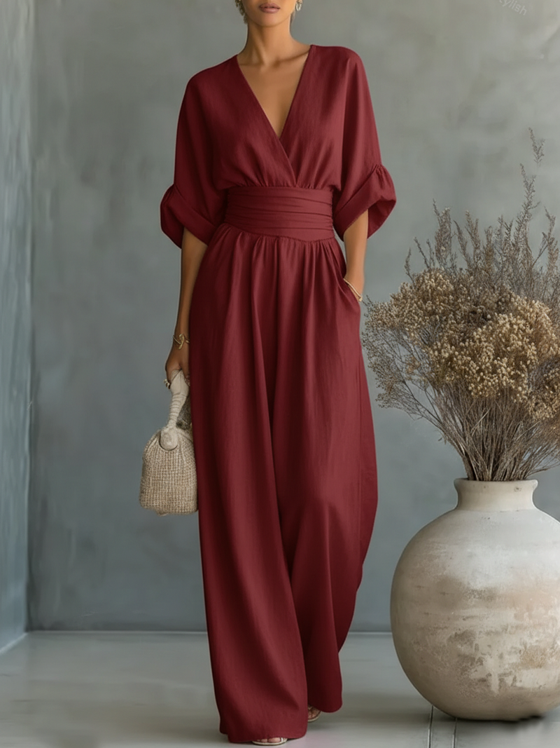 Maja | Macacão Elegante com Decote em V e Cintura Alta