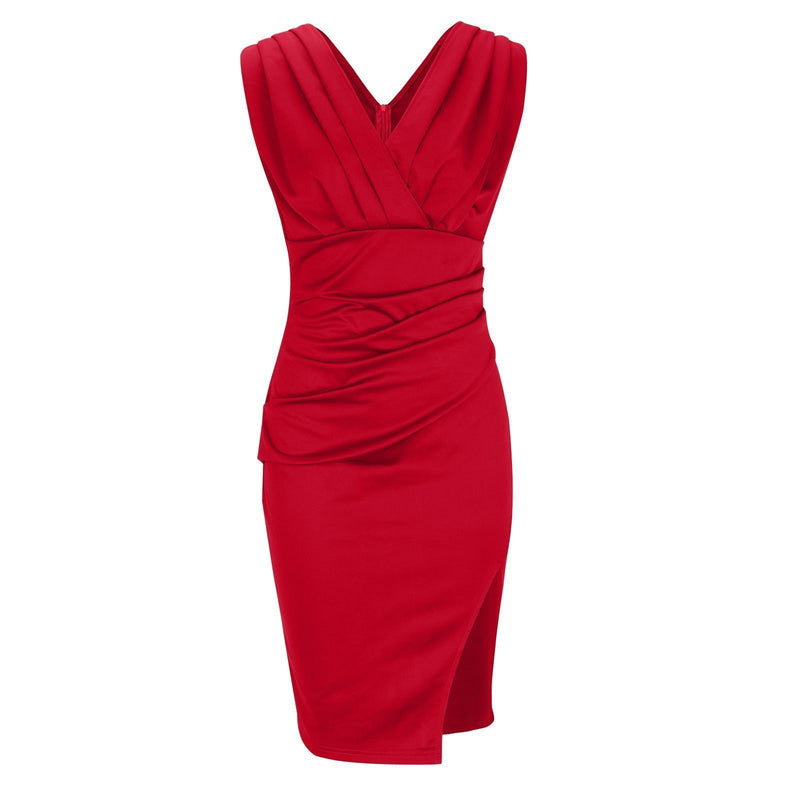 Fresia | Vestido de Mulher justo com decote em V e fenda