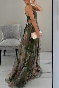 Giselle - Vestido longo de Mulher com estampa floral encantadora