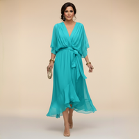 Monica - Vestido em chiffon de Mulher com decote em V
