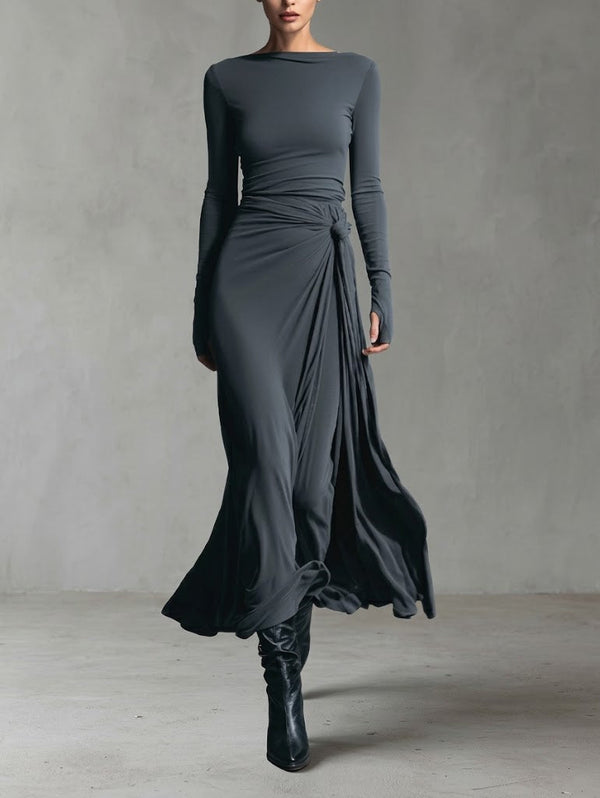 Alba - Vestido longo com nó lateral