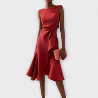 Juliette – Vestido midi assimétrico drapeado