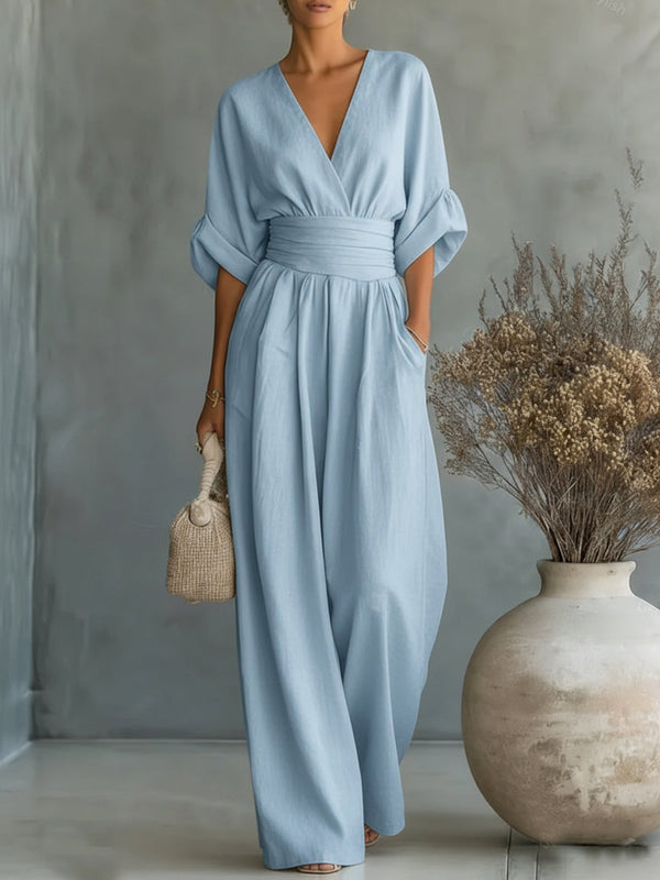 Maja | Macacão Elegante com Decote em V e Cintura Alta