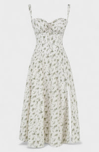 Carolina - Vestido Floral com Corpete Ajustado
