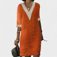 Carmen - Vestido de Verão em Linho com Renda Delicada