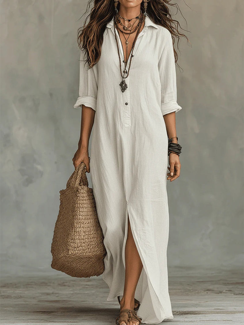 Agnes | Vestido longo com botões