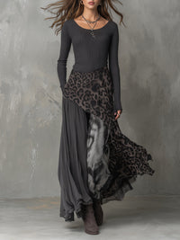 Martina | Vestido longo com padrão de leopardo