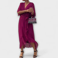 Amoura - vestidos de chiffon com decote em V