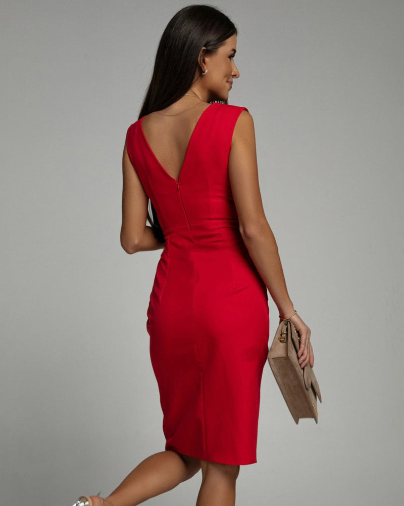 Fresia | Vestido de Mulher justo com decote em V e fenda