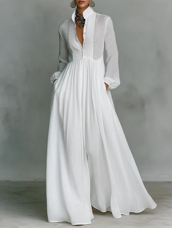 Elisa | Vestido plisado de manga longa