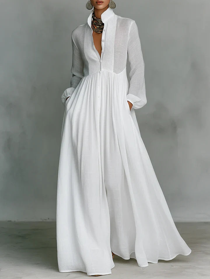 Elisa | Vestido plisado de manga longa