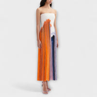 Verano - Vestido elegante com blocos de cor e franjas da moda