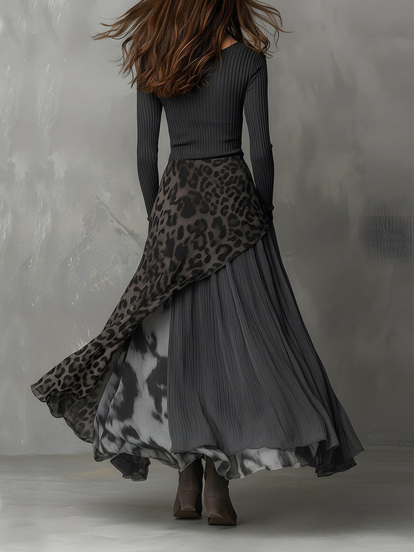 Martina | Vestido longo com padrão de leopardo