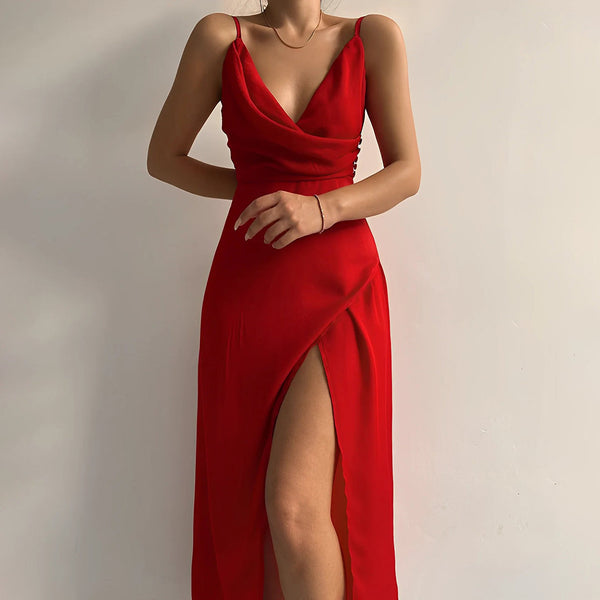 Aina - Vestido longo com fenda na lateral
