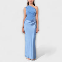 Amarílis - Vestido longo elegante com pregas de um ombro
