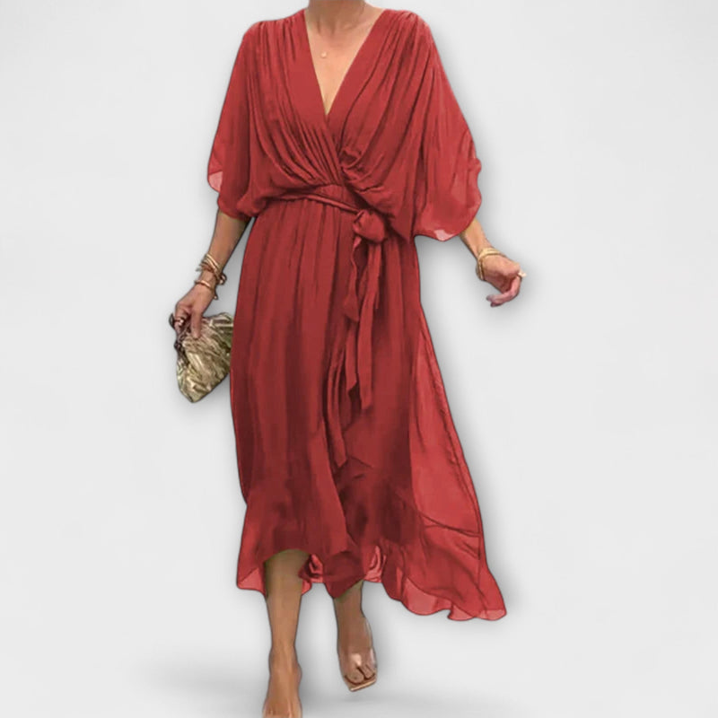 Amoura - vestidos de chiffon com decote em V