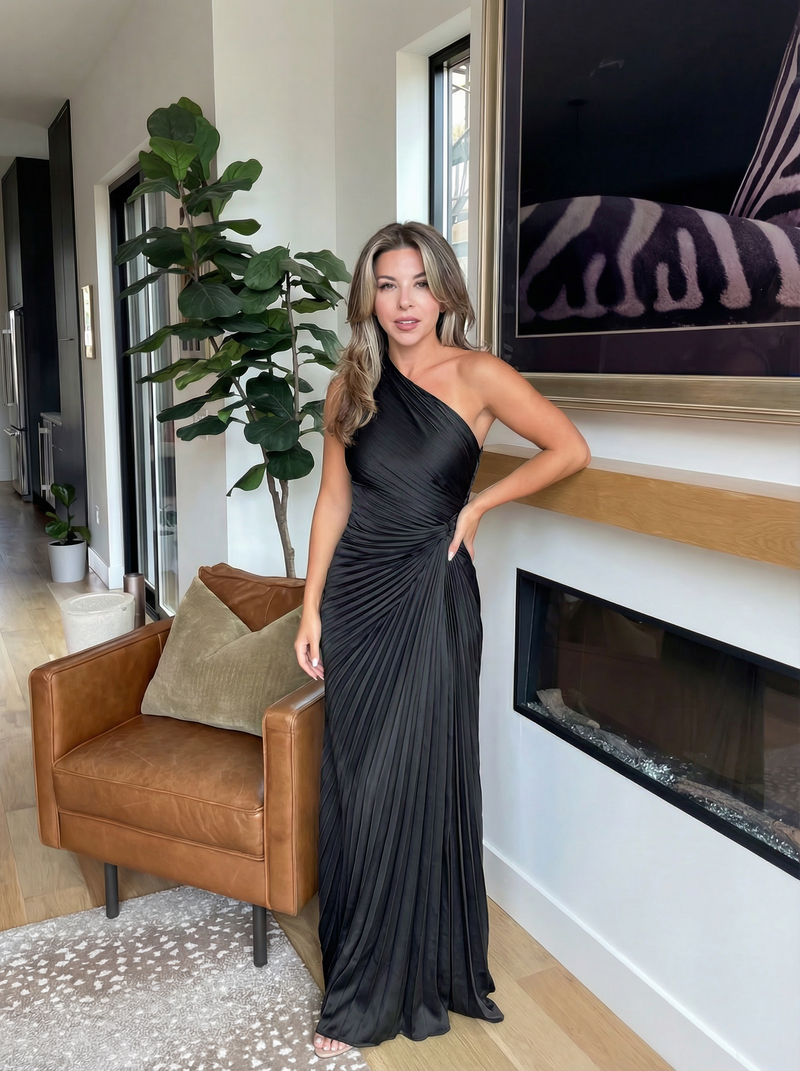 Aurelia | Vestido Plissado de Um Ombro
