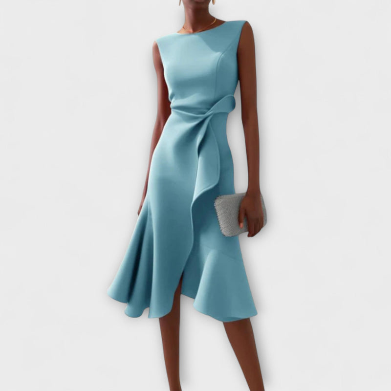 Juliette – Vestido midi assimétrico drapeado