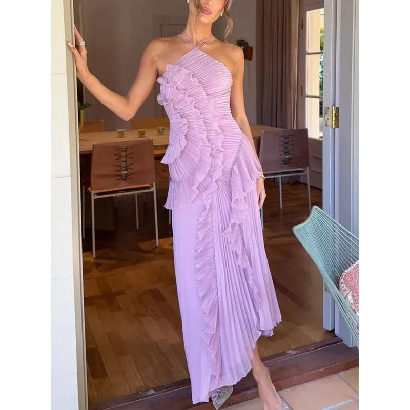 OLAYA | Vestido longo com babados de Mulher