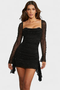 Sónia - Vestido Mini com Brilho e Decote