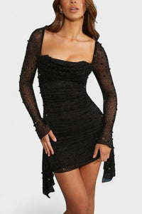 Sónia - Vestido Mini com Brilho e Decote