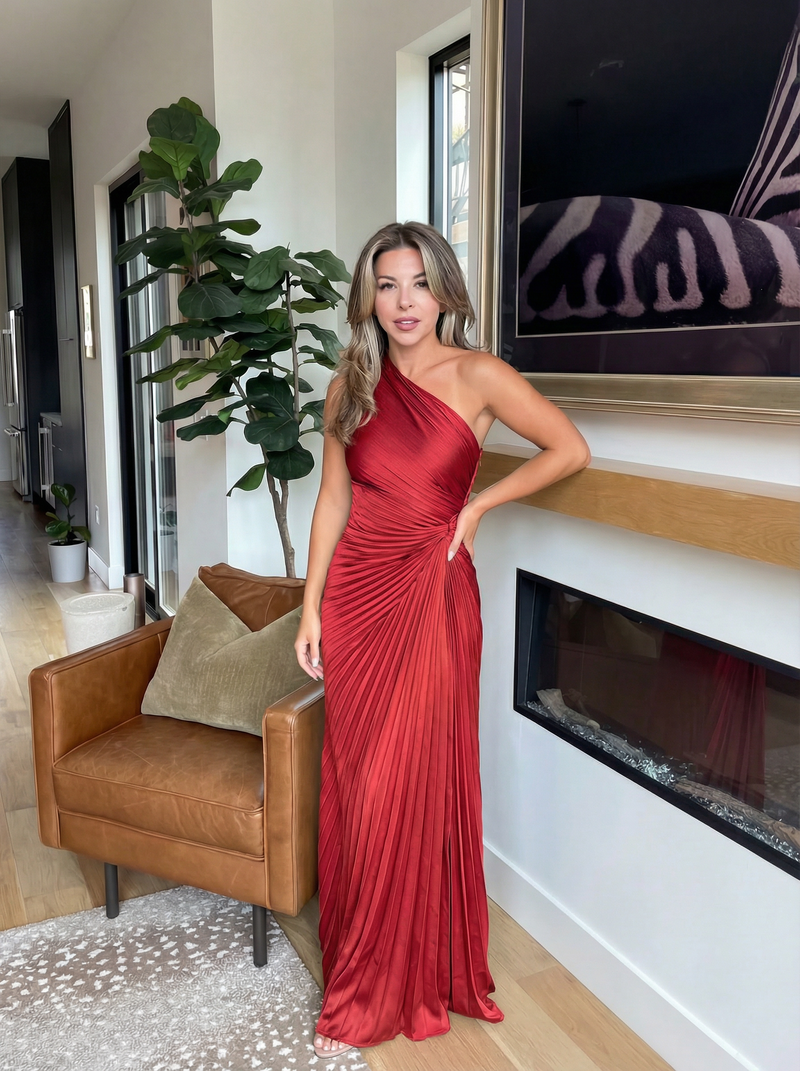 Aurelia | Vestido Plissado de Um Ombro