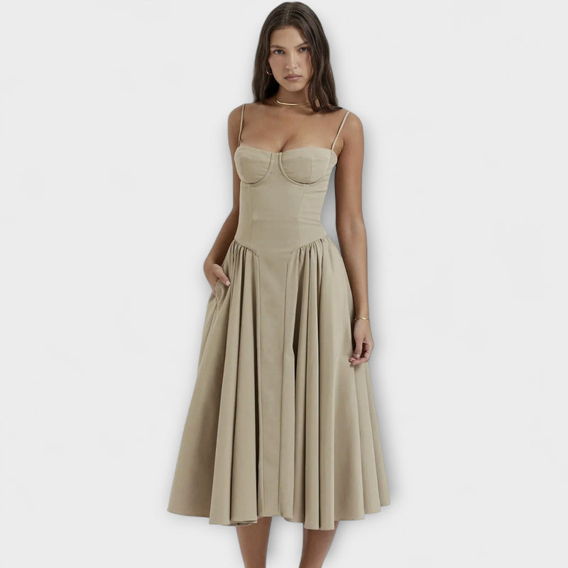 Rosalie - vestido elegante com corpete sem mangas