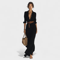 Andreia - Vestido longo com gola reversível