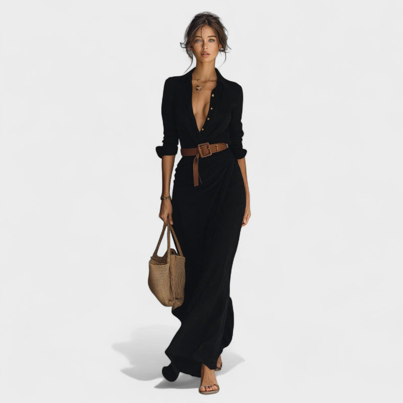 Andreia - Vestido longo com gola reversível
