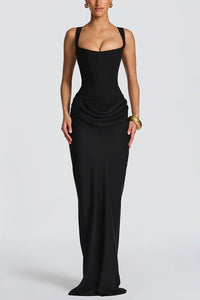 Leonor ❘ Vestido maxi com decote quadrado