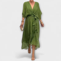 Amoura - vestidos de chiffon com decote em V