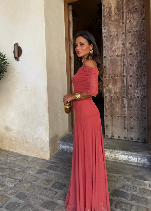 Vestido Toledo em tom de terracota claro