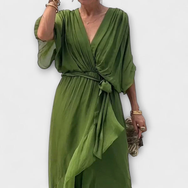 Amoura - vestidos de chiffon com decote em V