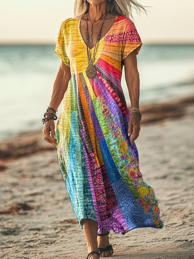 Luna | Vestido boémio com design de verão para Mulher