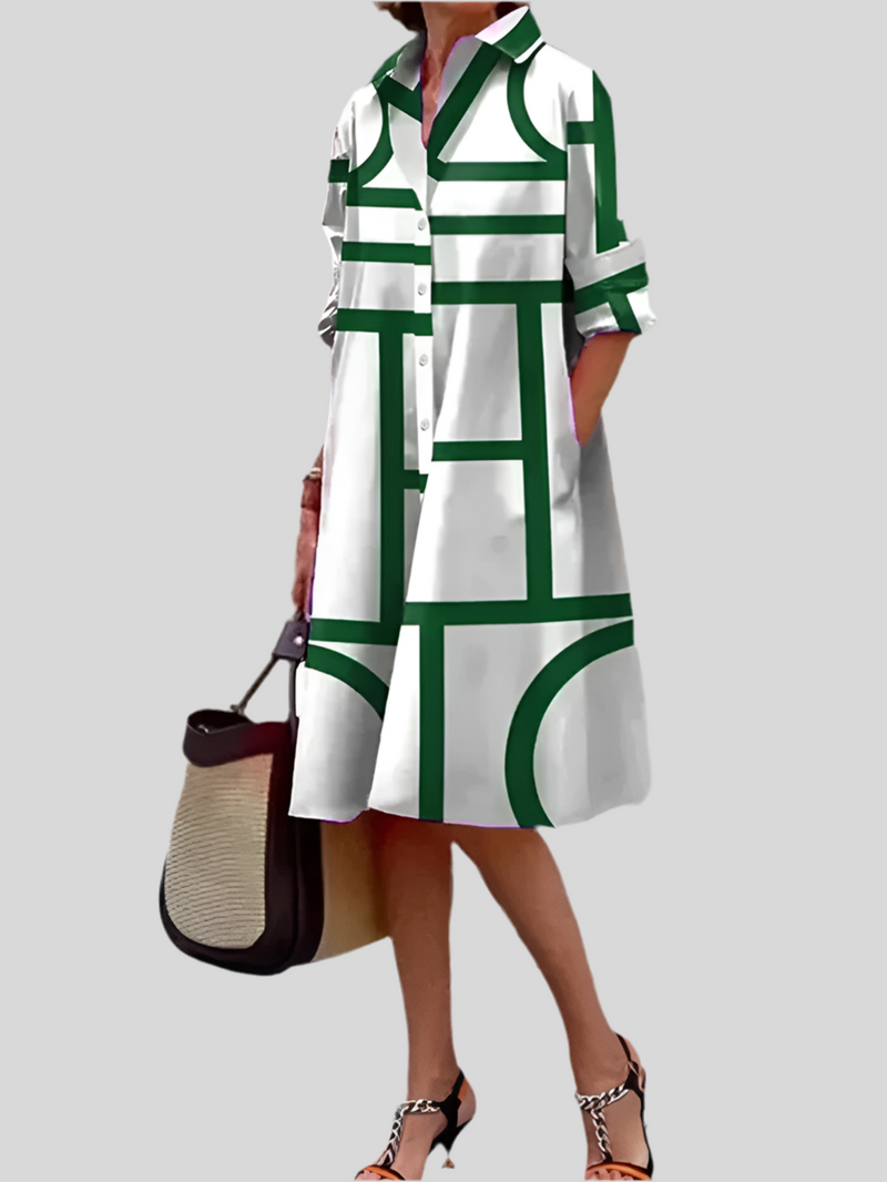Helen | Vestido midi com estampa geométrica para Mulher