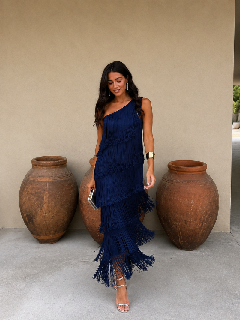 Laura | Vestido com Detalhes em Franja