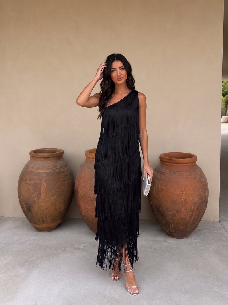 Laura | Vestido com Detalhes em Franja