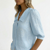 Alice | Blusa Romântica com Bordados de Margaridas