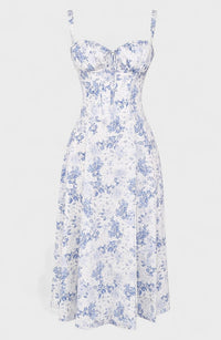 Carolina - Vestido Floral com Corpete Ajustado