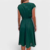 Claire - Manga curta, plissado, vestido midi casual