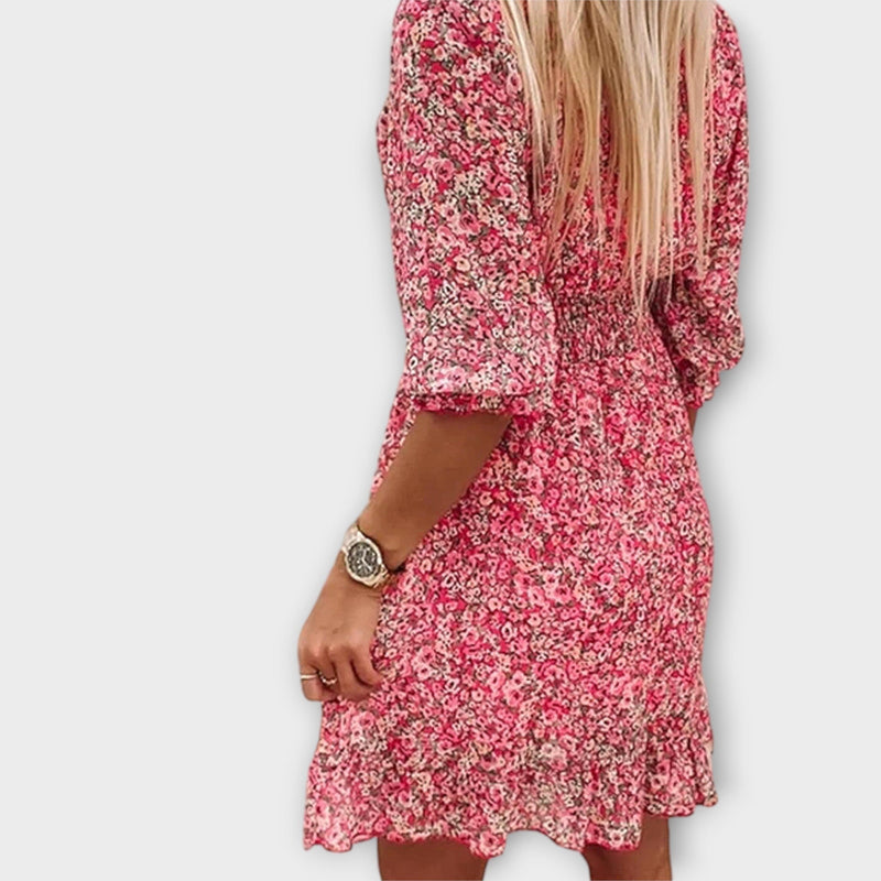 Vestidos florais com mangas bufantes para mulheres