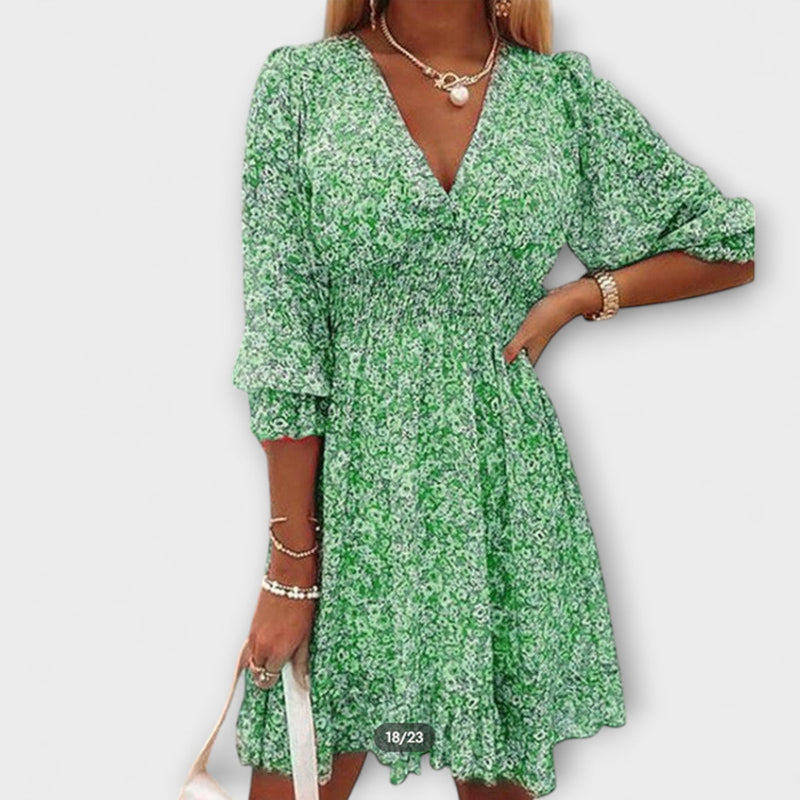 Vestidos florais com mangas bufantes para mulheres
