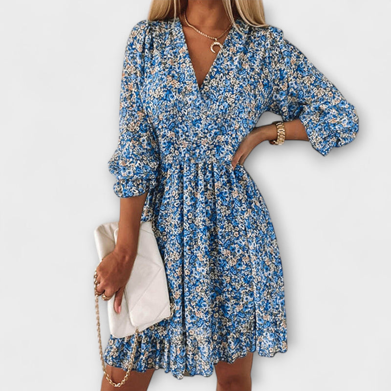 Vestidos florais com mangas bufantes para mulheres