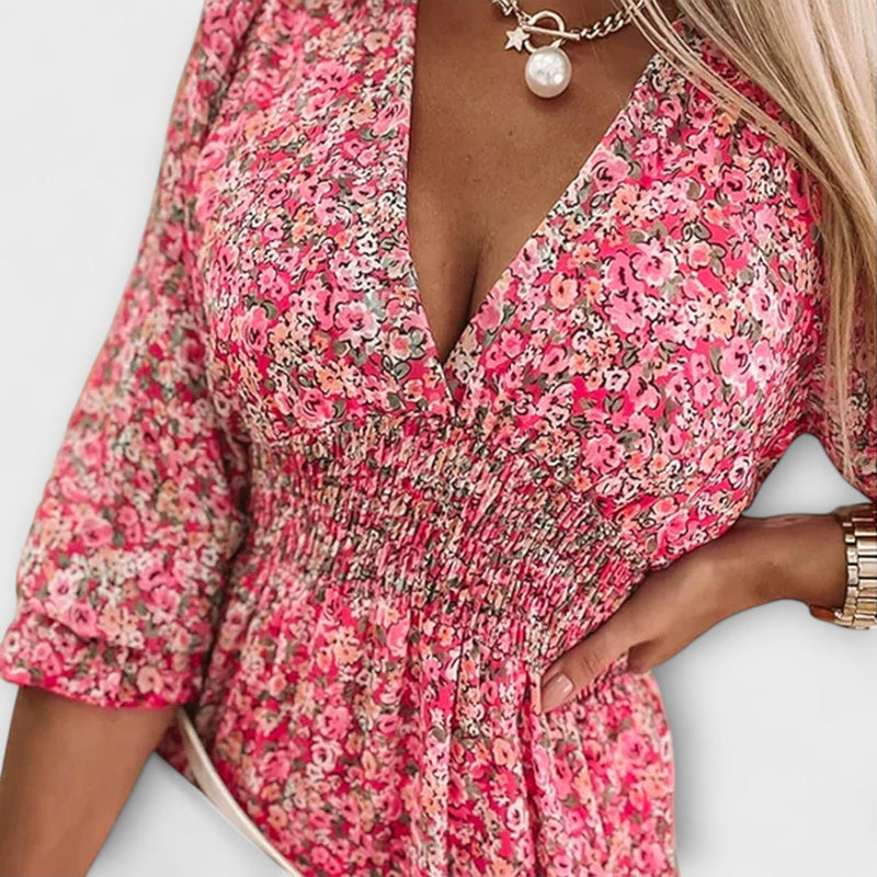 Vestidos florais com mangas bufantes para mulheres