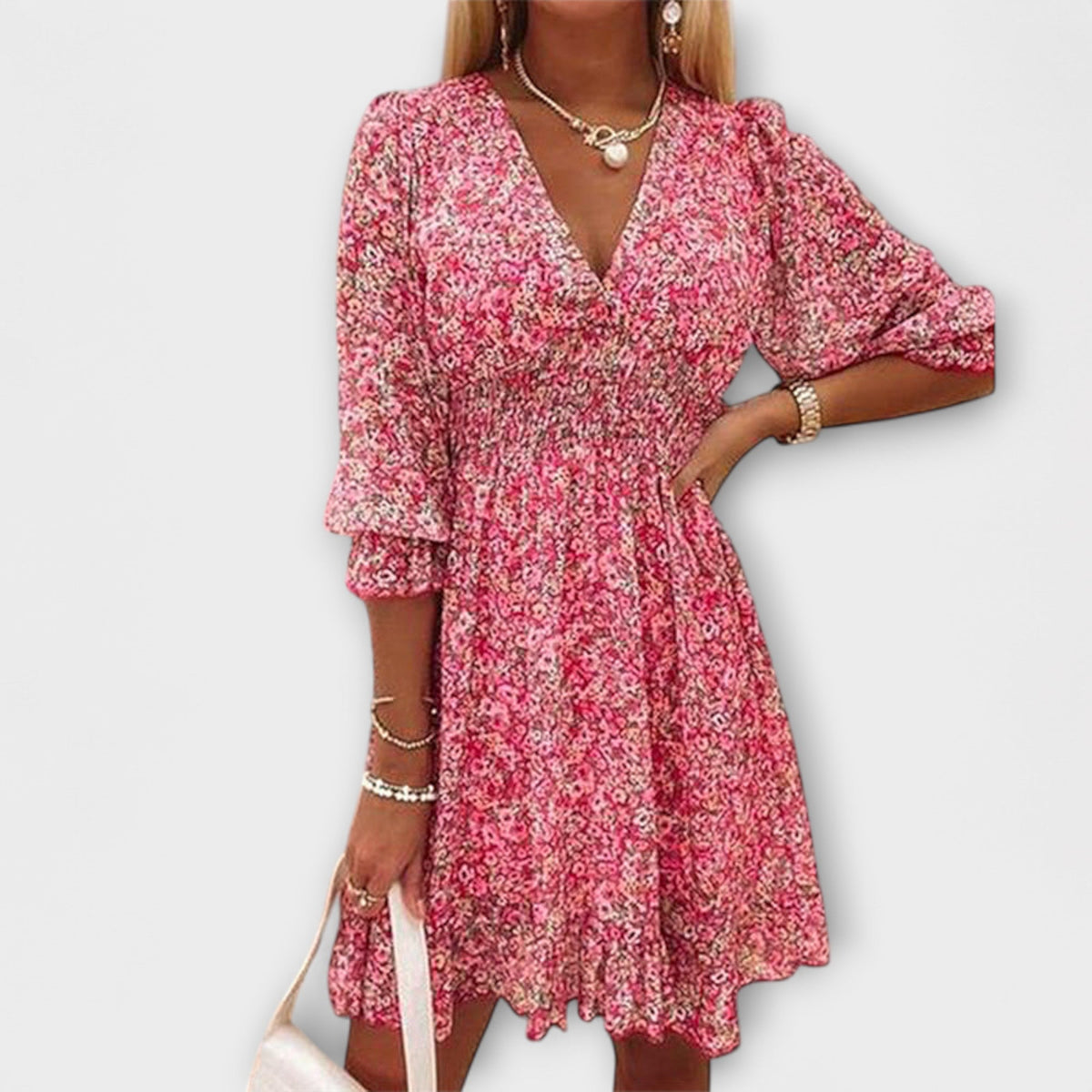 Vestidos florais com mangas bufantes para mulheres
