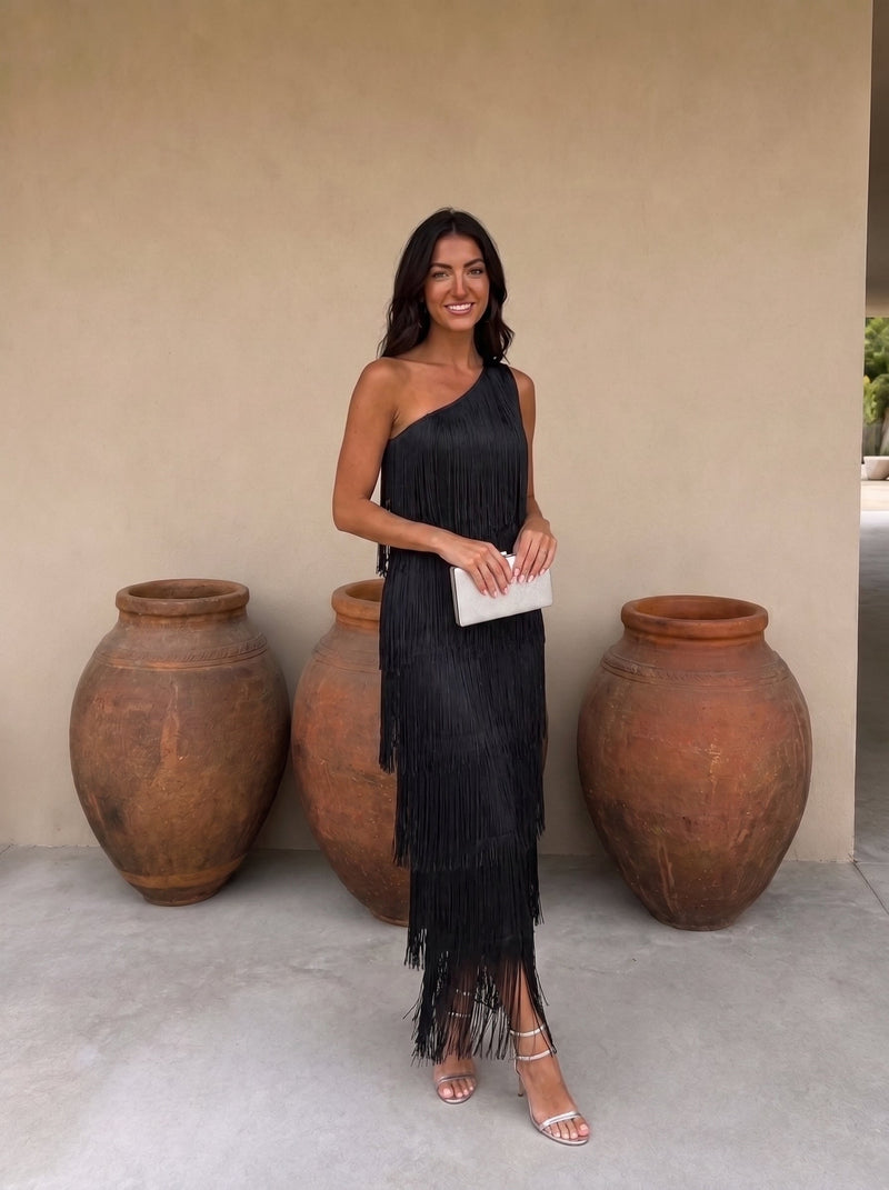 Laura | Vestido com Detalhes em Franja