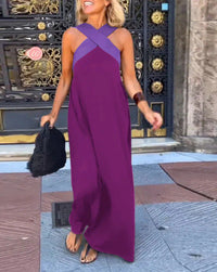 Filipa | Vestido Maxi com Decote Cruzado em Contraste