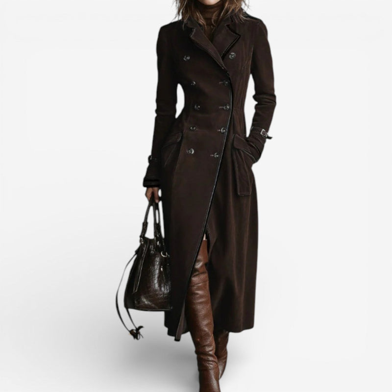 Nathaly™ Trench em pele nobuck