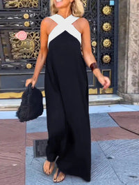 Filipa | Vestido Maxi com Decote Cruzado em Contraste