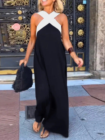 Filipa | Vestido Maxi com Decote Cruzado em Contraste